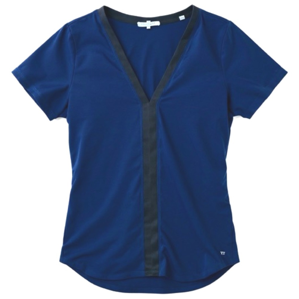 BELLA LUXX royal blue v-neck top with contrast black trim detail